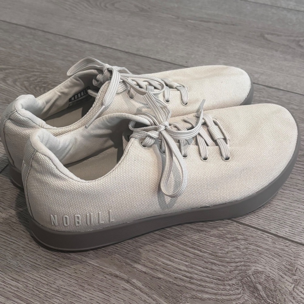 NOBULL Canvas Trainer Mens 8.5 Womens 10 Beige Low Top Cross Training Shoes